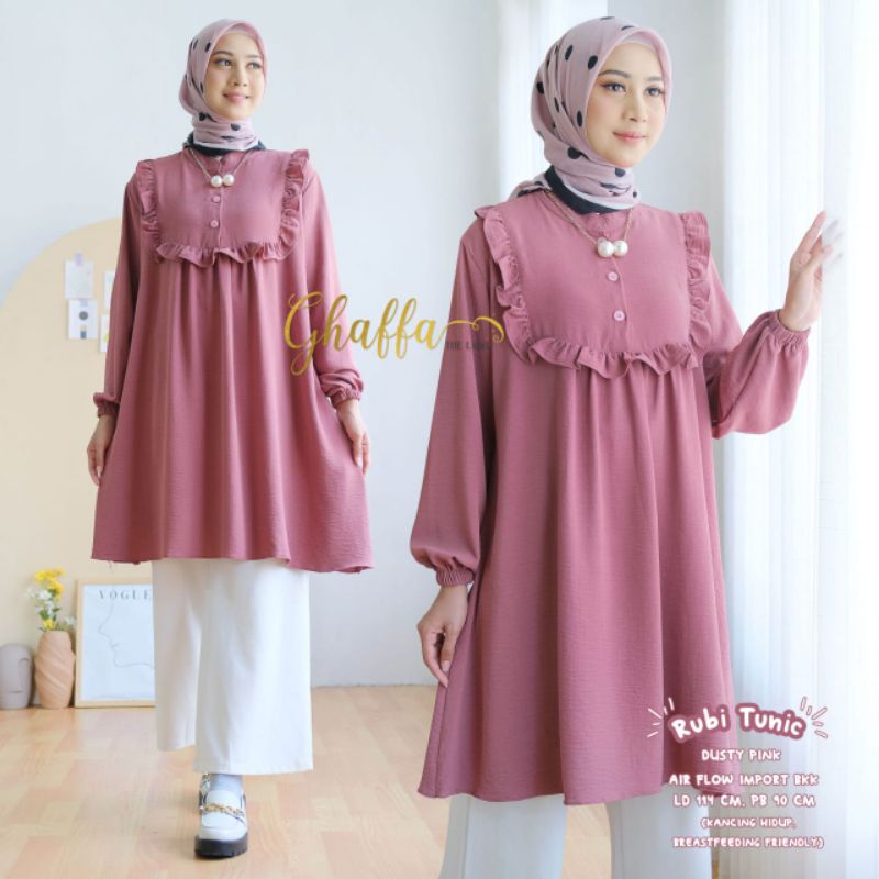 RUBI TUNIK BY GHAFFA THE LABEL (TUNIK MUSLIMAH) Tunik airflow import rekomended