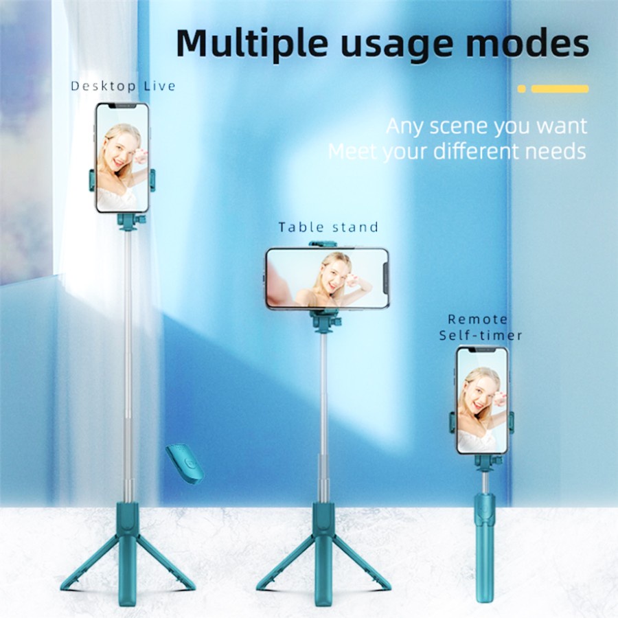 Tongsis Monopod R1 Macaron Wireless Bluetooth Remote Selfie Stick 4in1