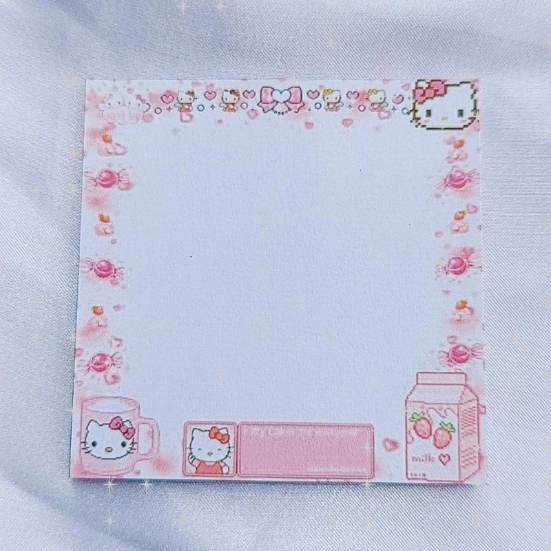Memo pad by sunbearry.co custom memo pad bts snoppy aesthetic star scrabook-Hello kitty