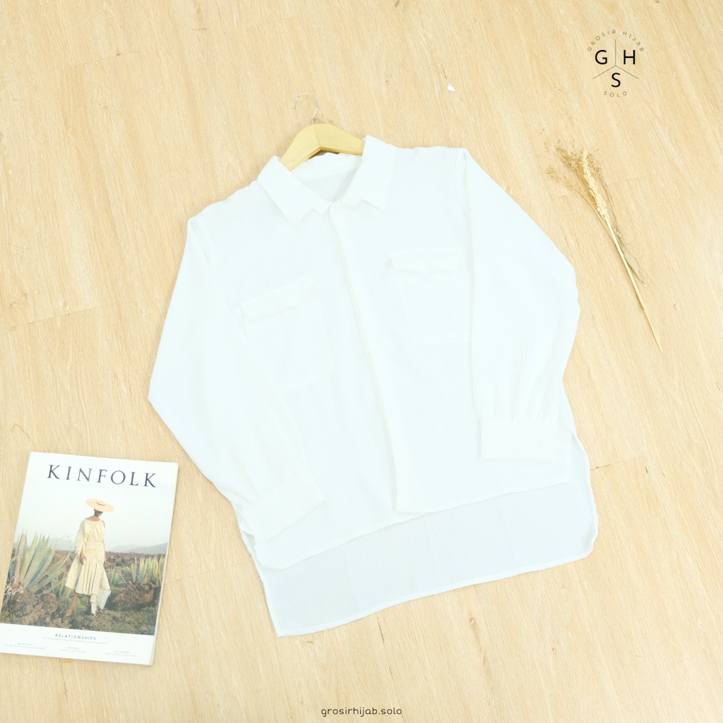 (AMD) KEMEJA ANGGITA BLOUSE ATASAN WANITA SHIRT-K ANGGITA PUTIH