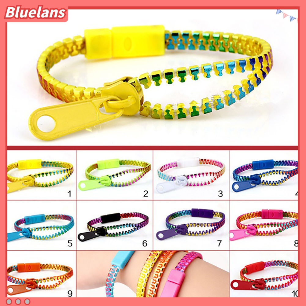 Gelang Tangan Rantai Model Ritsleting Warna-Warni Untuk Pria Dan Wanita