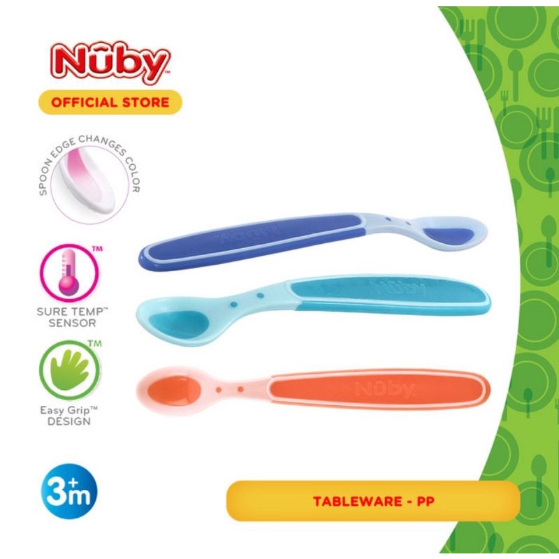 Nuby Hot Safe Spoon Isi 3 Pcs/Sendok Makan Bayi Dengan Sensor Panas