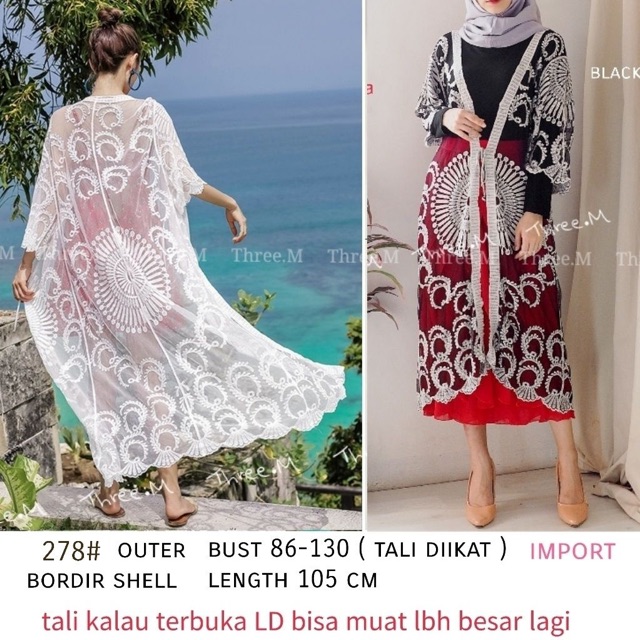 Outer / luaran bordir premium /baju pantai/ luaran pantai / cardigan pantai