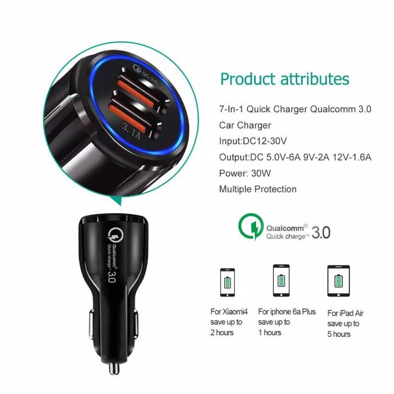 Joyseus Q1 Car Charger Dual Port 3.1A QC 3.0 Fast Charging - Charger Mobil