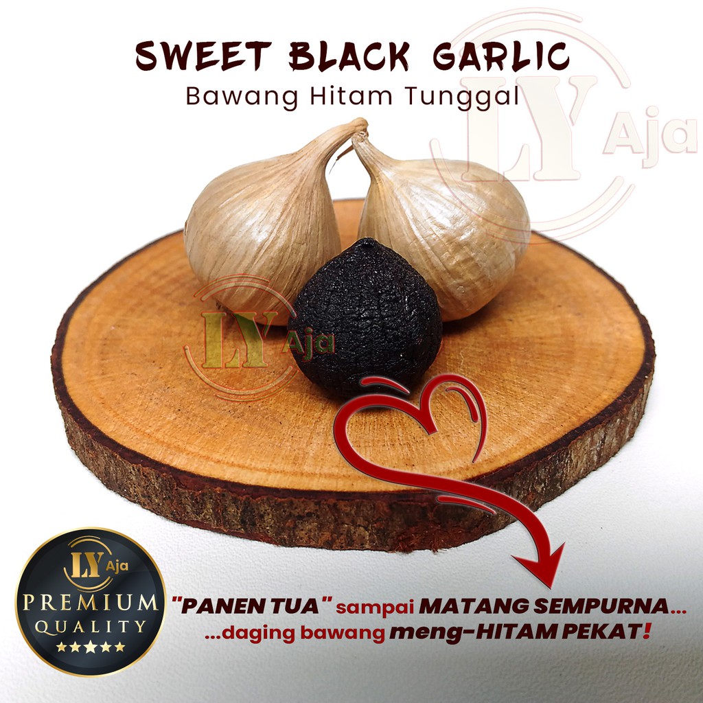 Bawang Hitam Tunggal Lanang 250 Gram Sweet Black Garlic LY Aja Size Kecil Sedang Besar Jumbo Super Premium 250 Gr