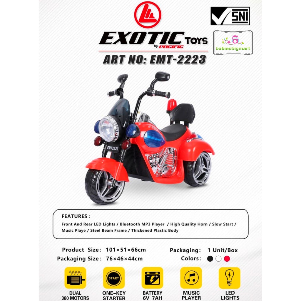 Mainan Motoran Aki Exotic Rechargeable Motor Harley EMT 2223