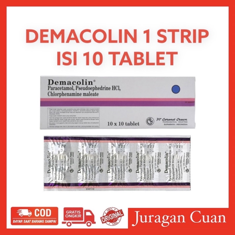 Jual DEMACOLIN 1 STRIP ISI 10 TABLET OBAT FLU DEMAM PILEK PENURUN PANAS