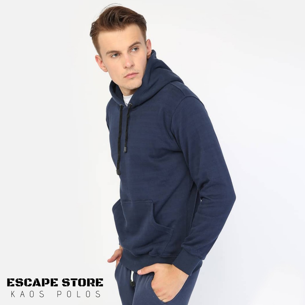 Jaket Polos JUMPER Ukuran M, L, XL, XXL - Biru Dongker