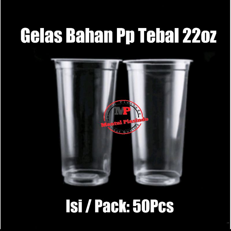 isi 50pcs Gelas plastik Bahan Pp Tebal 22 oz