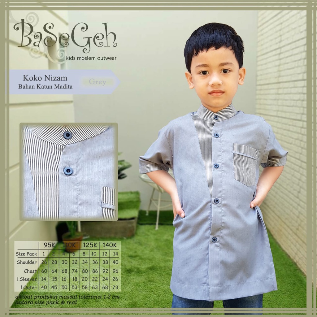 Baju Koko Anak Size 1-14 Tahun - Koko Nizam Basegeh