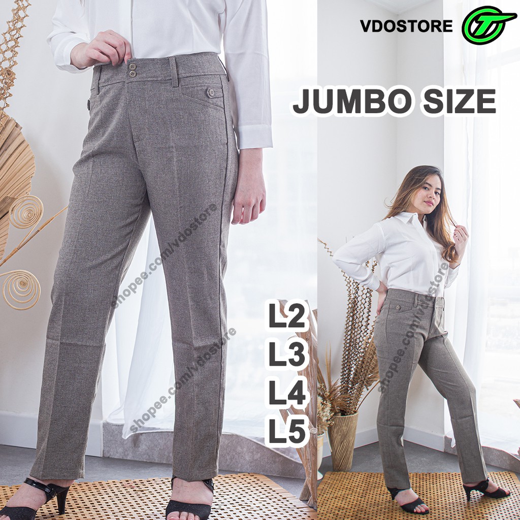 CELANA KERJA JUMBO L2 L3 L4 L5 XXL CELANA BAHAN WANITA BIGSIZE KANTOR FORMAL CEWEK PREMIUM