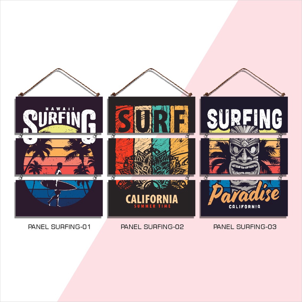 Hiasan Pajangan Dinding Walldecor Poster Panel Surfing Paradise Dekorasi Ruangan Kamar Cowok Cafe