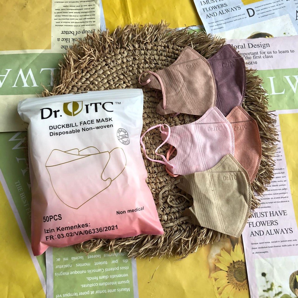 MASKER DUCKBILL DR ITC GRADASI MIX 5 WARNA 1BOX ISI 50PCS