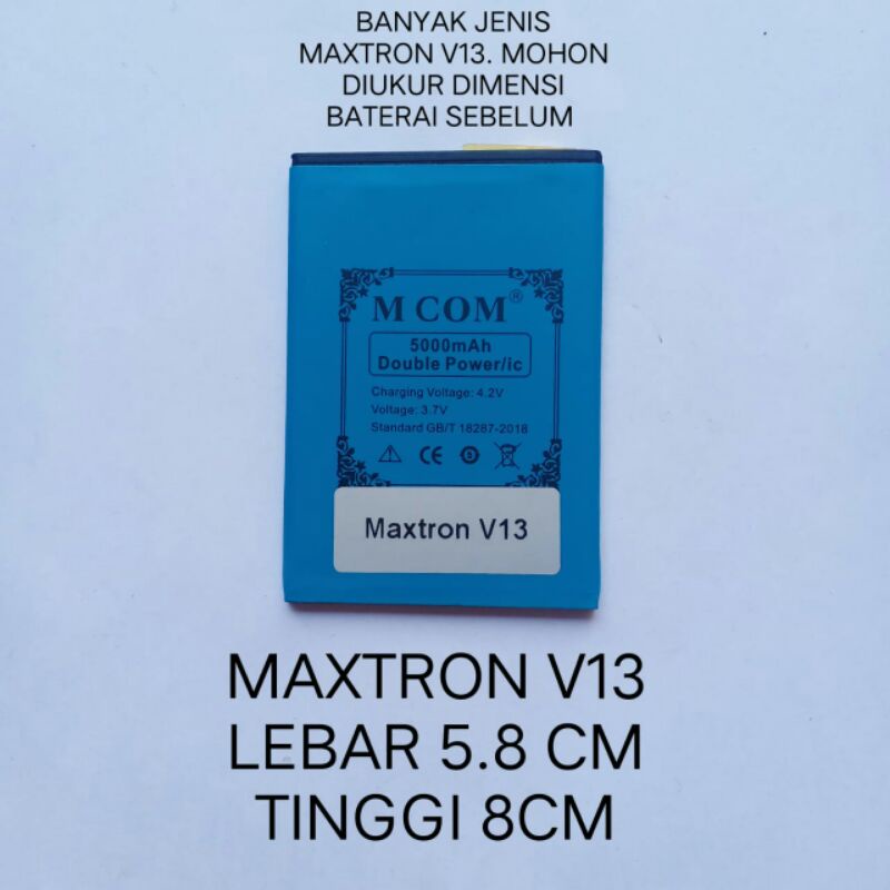 baterai maxtron V13 Lebar 5.8 cm tinggi 8 cm / V15 lebar 5.9 cm 7.7 cm double power battery baterei