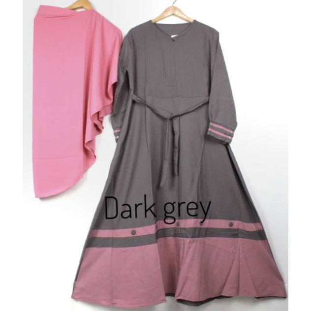 Gamis wollycrepe ALMA set khimar muttaqin Jumbo