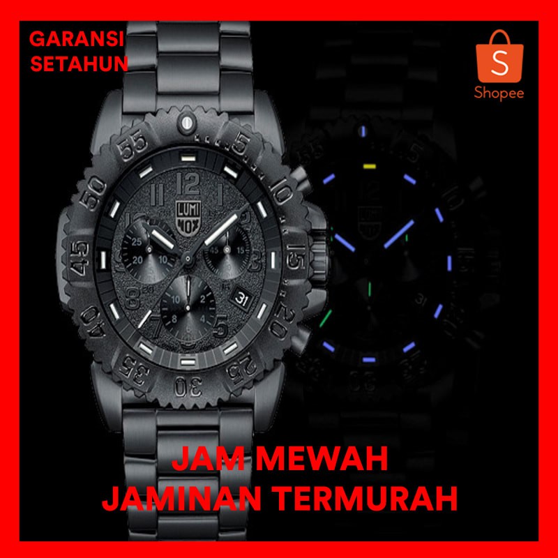 Jam Tangan Pria Merk Luminox Tritium Type 3050 Full Black Free Yes