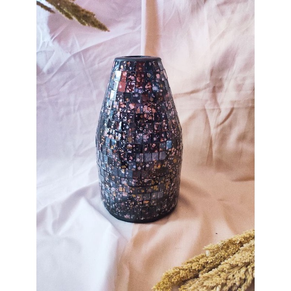 vas meja motif tempel kaca