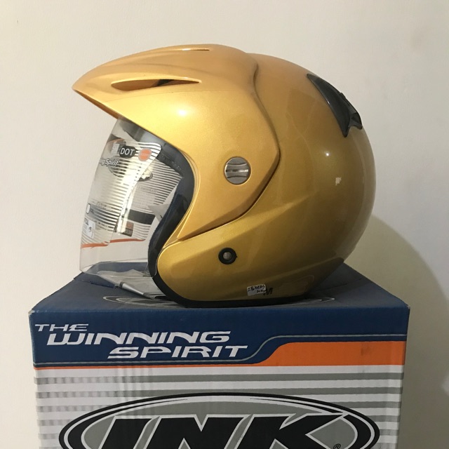 Helm INK CX 22 Kuning Emas Sport Solid Clear Satin Gold Met CX-22 CX22