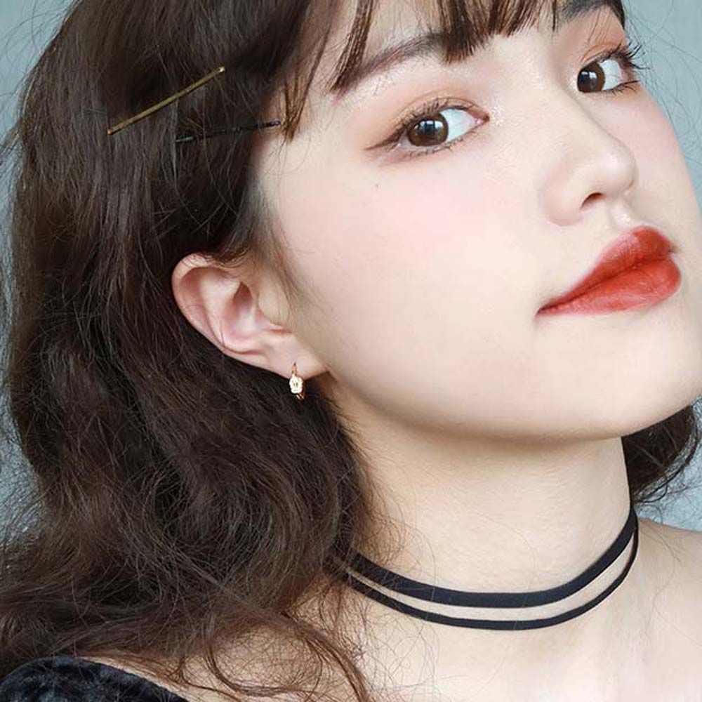 Anting Stud Berlian Imitasi Bentuk Bulat Minimalis Gaya Korea Untuk Wanita