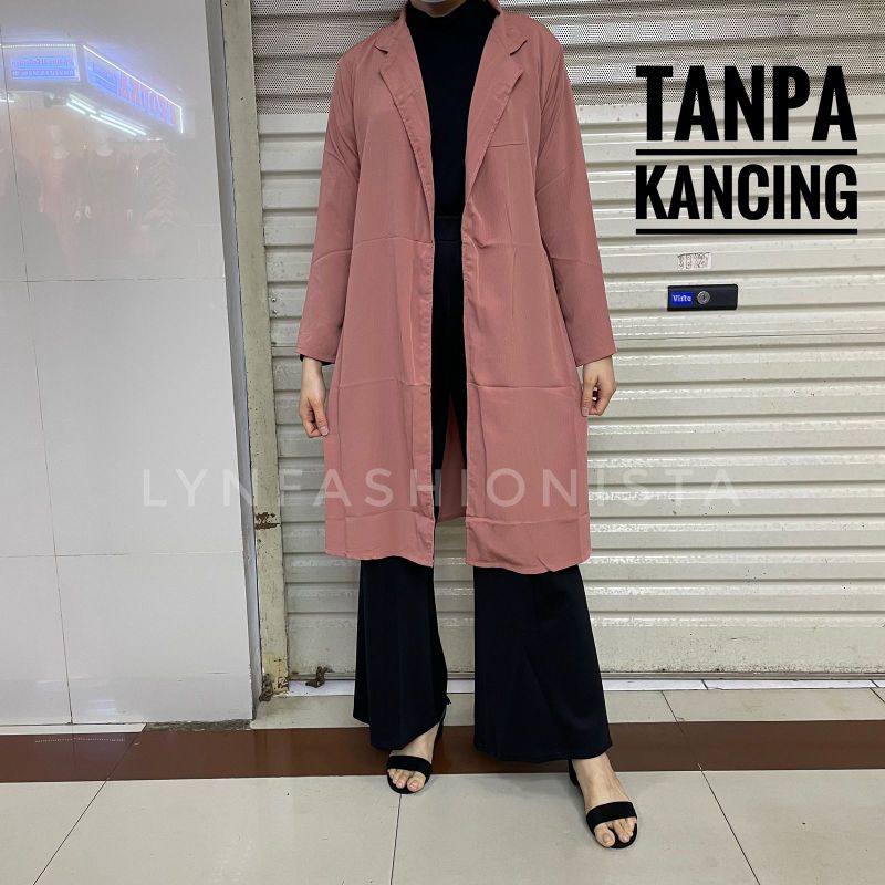 (MAX BB 80KG) LONG CARDIGAN PANJANG MUSLIM/COAT BLAZER WANITA CASUAL/MINDY