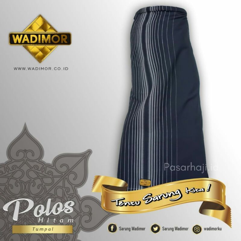 [POLOS TUMPAL] Sarung WADIMOR BLACK &amp; WHITE Tumpal Garis Hitam Putih Kain Tenun Polos Sholat Shalat Dewasa Pria Laki Pesantren Santri Muslim GROSIR