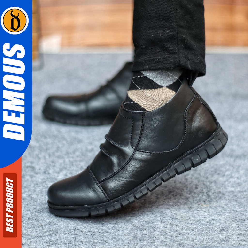 Sepatu Formal Pria Sepatu Casual Pria Kulit Asli Slop Sepatu Pantofel Kerja Kantor Kuliah Kondangan Sepatu Hitam Pria  DEMOUS CARISUP