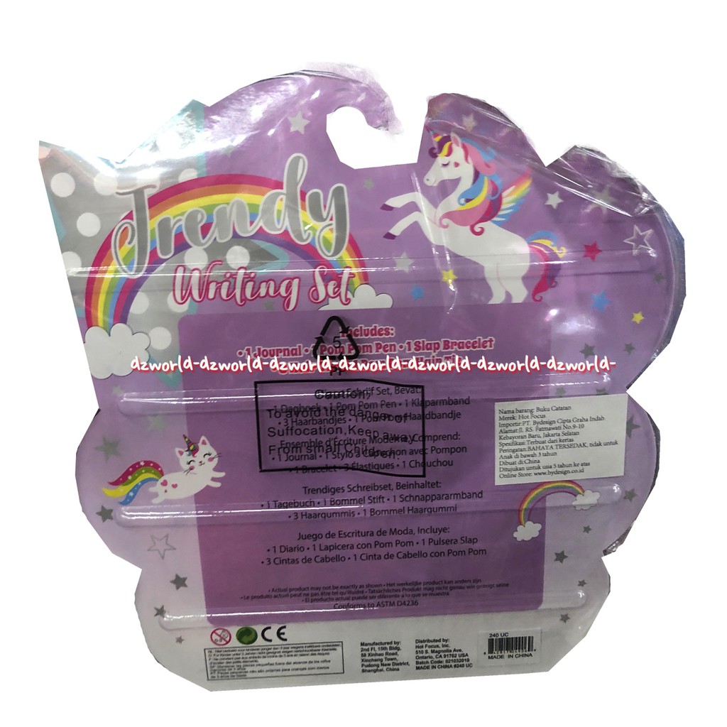 Hot Focus Trendy Writing Set Unicorn Pom Pom Pen Mainan Peralatan
