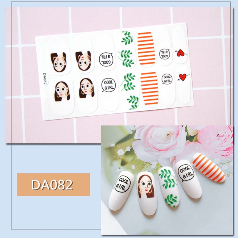Da081-100 14pcs/lembar Stiker Kuku Palsu 3d Bronzing Untuk Nail Art Diy