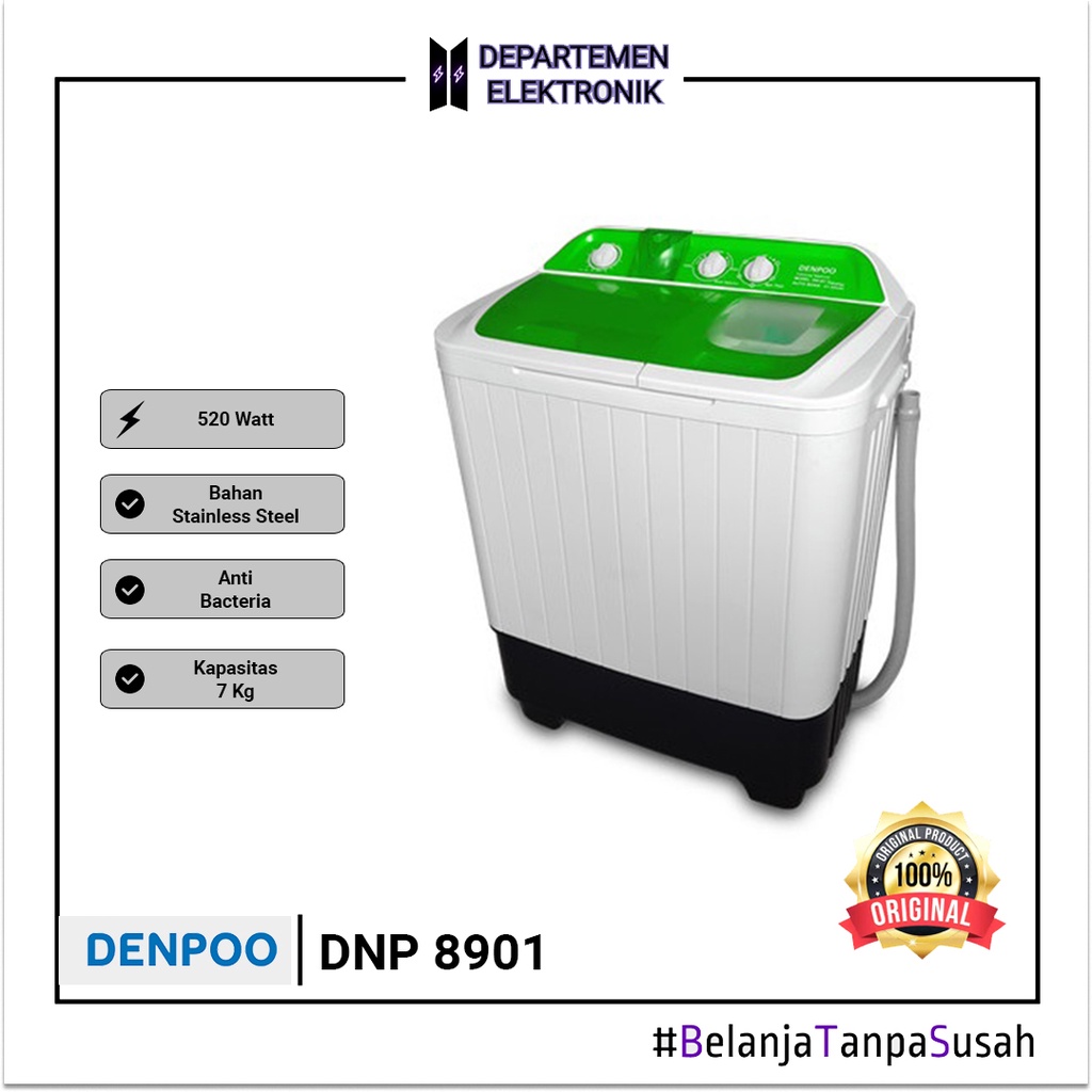 Denpoo DW-8901 Mesin Cuci 2 Tabung 8 Kg DW 8901 MURAH BANGET GARANSI RESMI