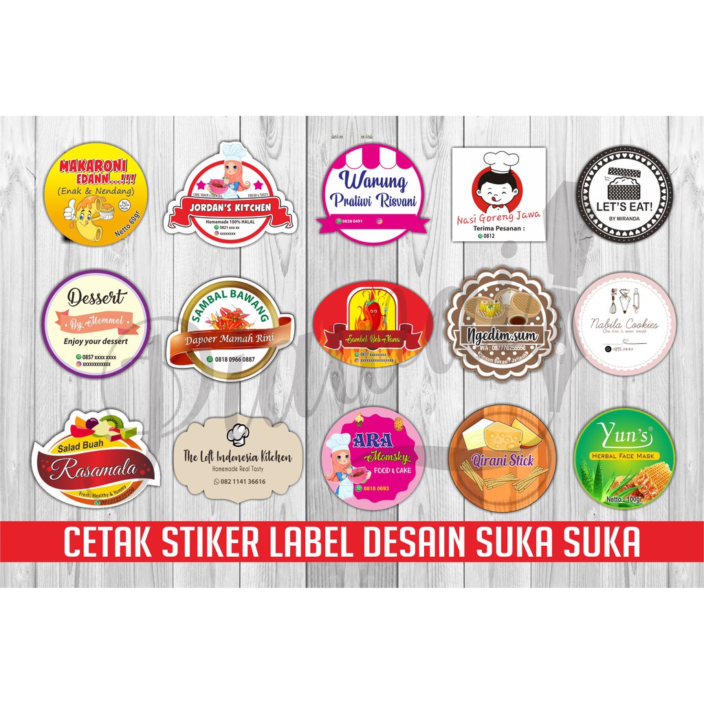  Stiker  Label Makanan Minuman Kue Produk Skincare 