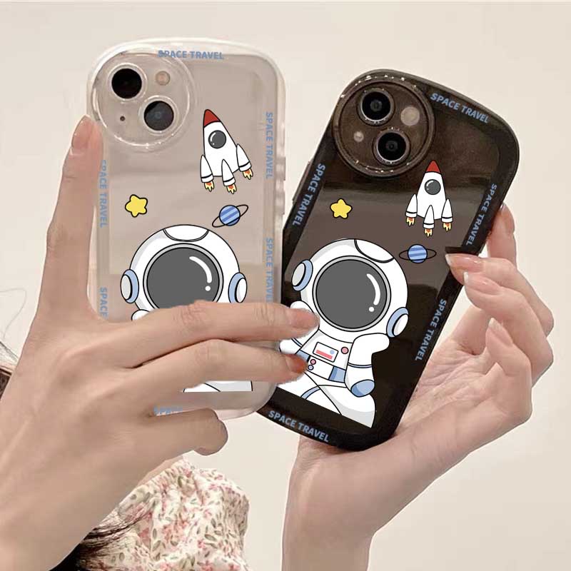 Soft Case Silikon Desain Astronot Untuk OPPO A57 2022 A16 A15 A16K A54 A53 A12 A5S A7 A3S A31 A52 A83 A92 A37 F9 A1K Realme 5 5i 6i C3 C11 C15