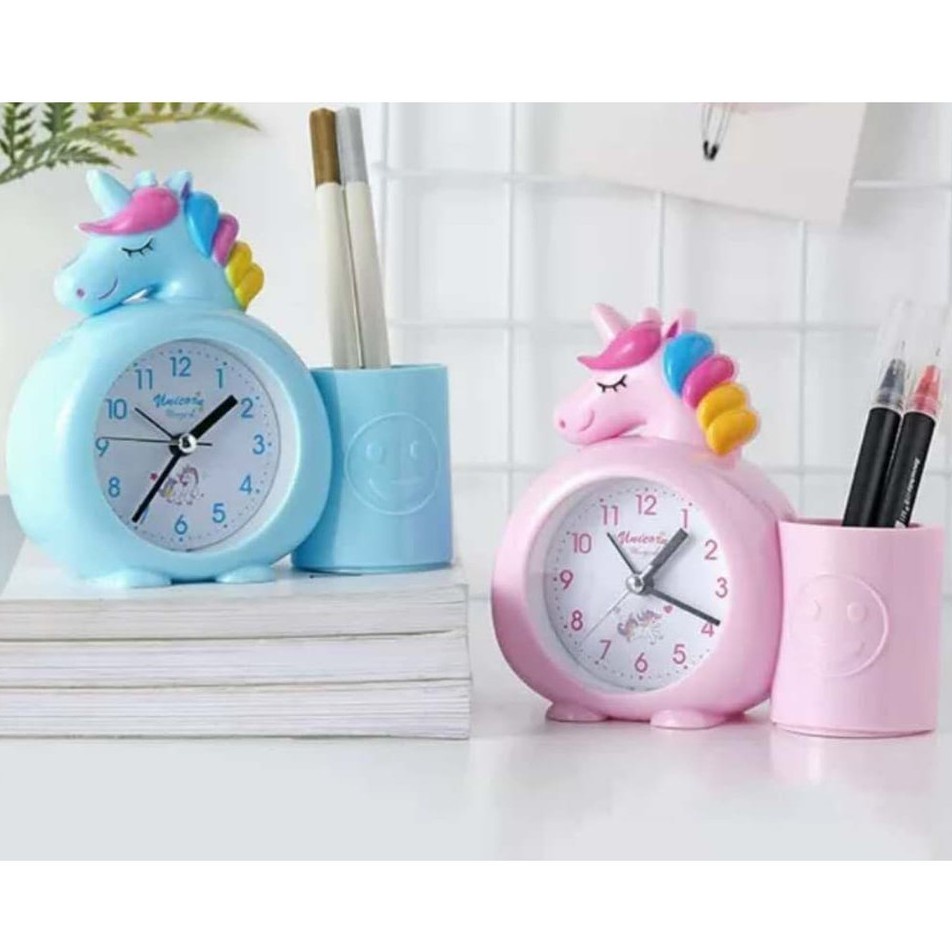 Jam Weker Unicorn jam Weker Beep dan Tempat Pensil Multifungsi 7050 kuda poni warna