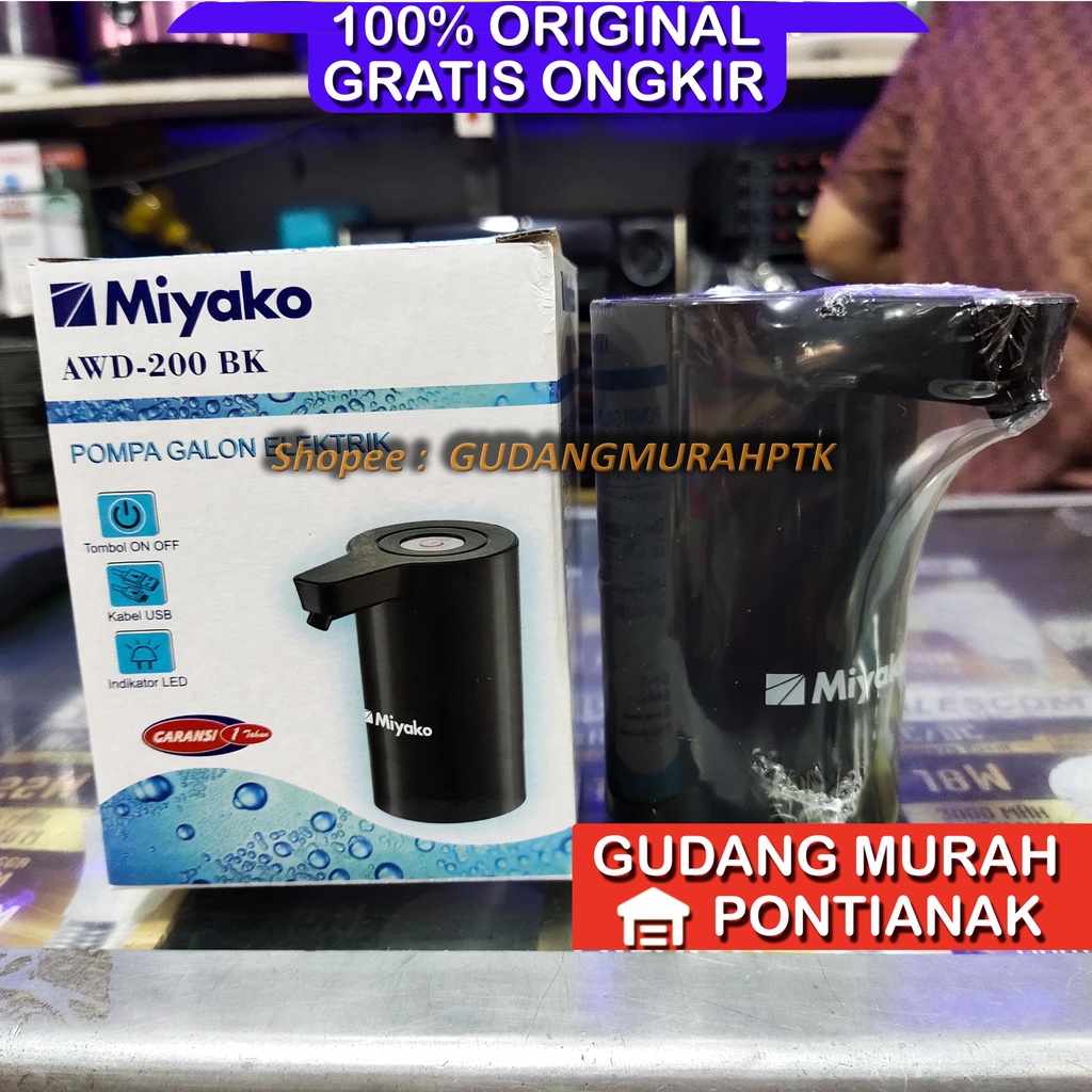 Pompa Galon Elektrik Miyako AWD 200 BK BERGARANSI 1 TAHUN ORIGINAL Hitam