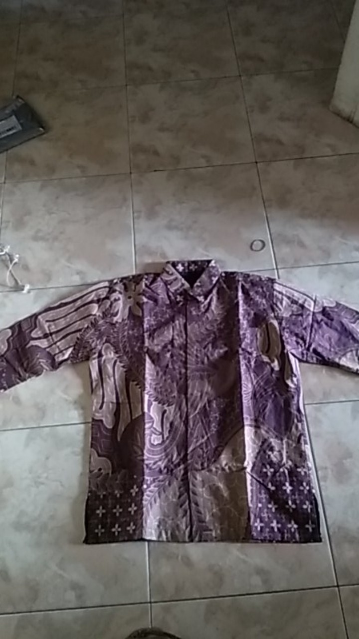 Kemeja Batik Warna Ungu Batik Pria Lengan Panjang/pendek Bahan Katun Batik Full Furing Kencono Ungu