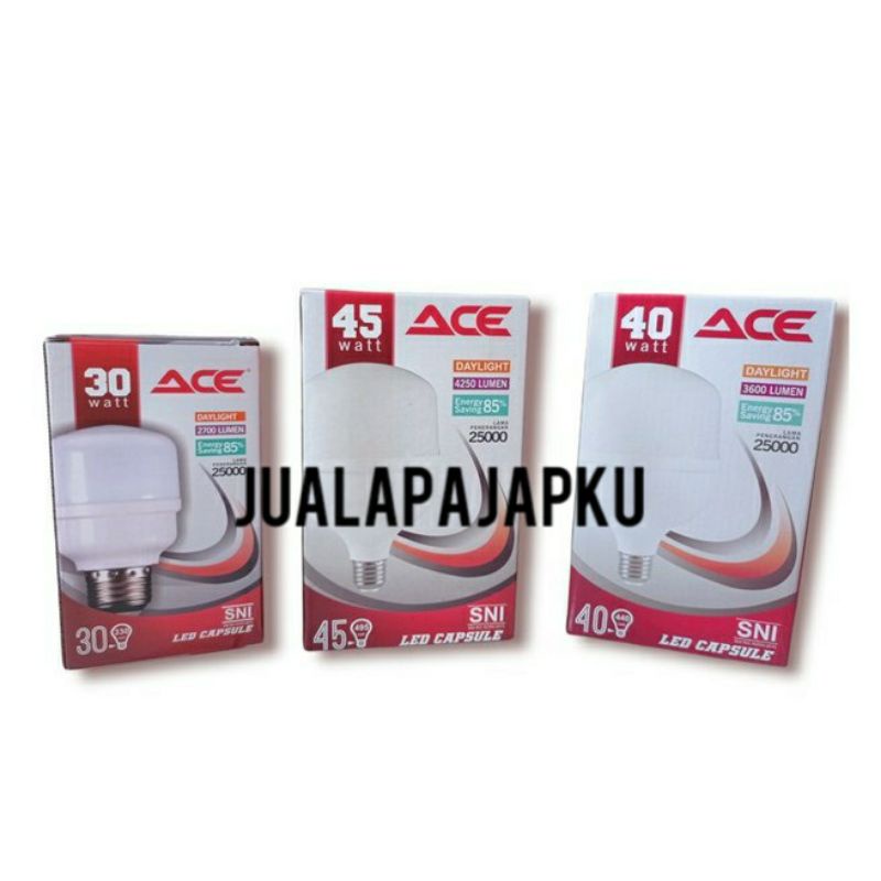 Lampu LED / Bohlam Led / Lampu Led Capsule Jumbo Merk Ace 30 40 45 Watt Bagus