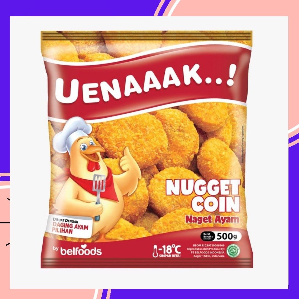 

Belfoods Uenaaak Small Nugget 500gr Chicken Nuget Naget Nugget Ayam Frozen Food Jakarta Selatan