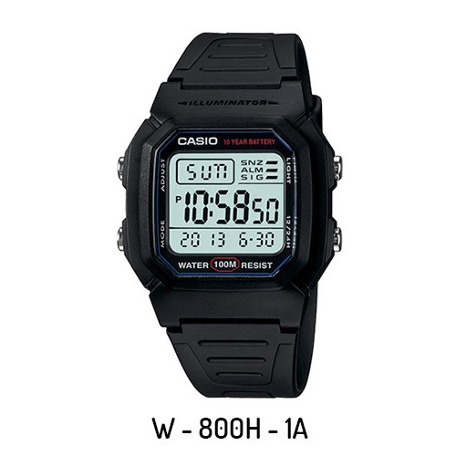 Casio Original W-800H Jam Tangan Pria - Digital - Karet - Hitam