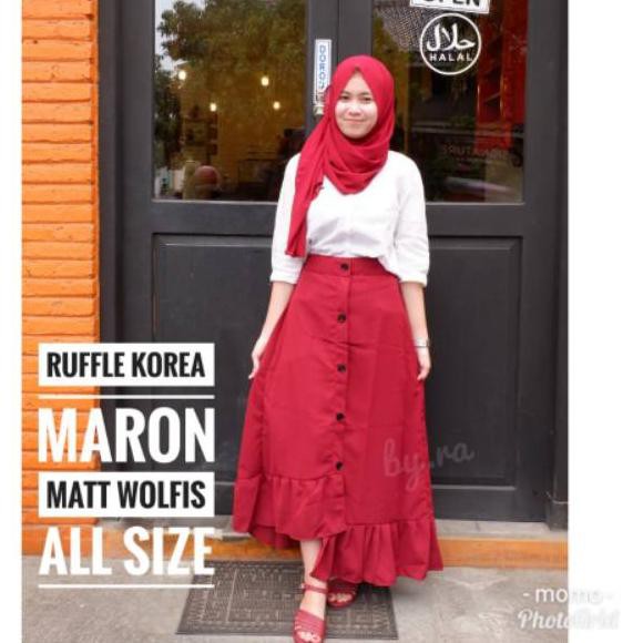 Terlaris.. Ruffle korea | button skirt | rok korea | rok rempel | rok zara