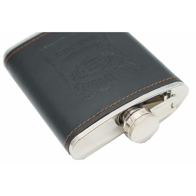 Botol Bir Hip Flask Stainless Steel Leather dengan Shot Glass 7Oz