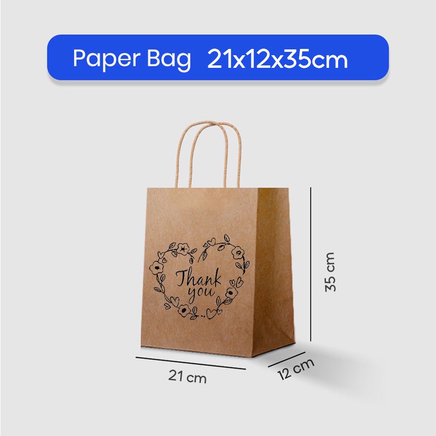 

(+CUSTOM) Paper Bag Coklat 2 CUP 125GSM Uk. 21x12x35cm / Paper Bag Coklat +Tulisan Thanks You 24x12x28cm Papper Bag Kertas Kado Souvenir Packing Olshop Murah