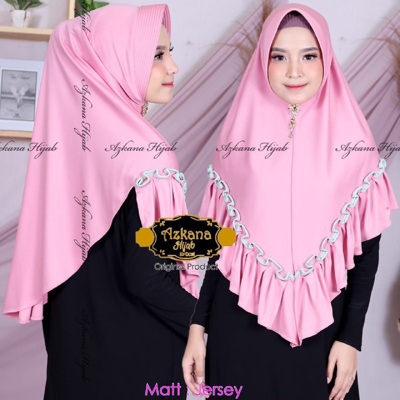 REALPICT HIJAB KHIMAR SYARI JUMBO JILBAB INSTAN REMPEL LIST SHELFA ORI AZKANA COLLECTION