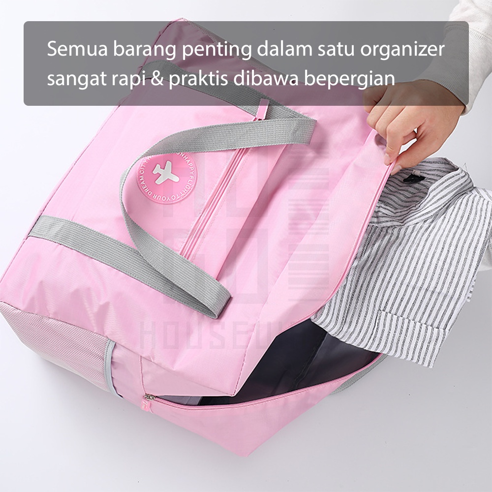 HUGO Tas Travel Besar Lipat Hand Carry Anti Air Travel Bag Fold Tas Koper Hand Carry Serbaguna Tebal