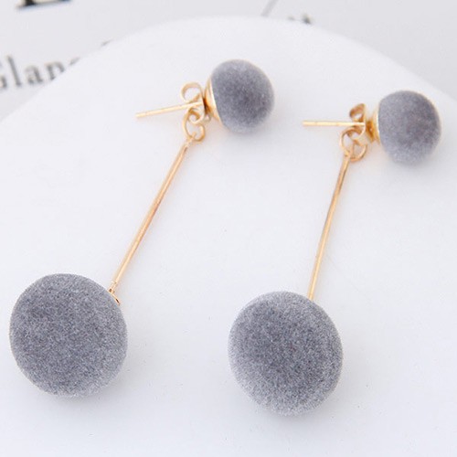 LRC Anting Tusuk Sweet Double Fuzzy Balls Pendant Decorated Pure A4770X