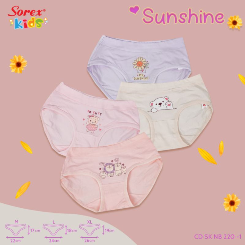 Sorex kid 3 pc celana dalam anak perempuan girl cewe 2 3 4 5 6 7 m L Xl