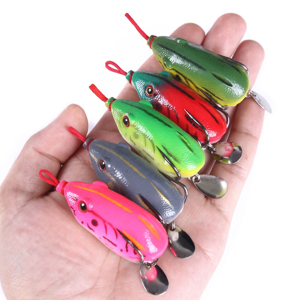 HENGJIA 1PCS NEW Umpan Frog Fishing Lure 5.5cm/6cm 13g Soft Swimbait with Sequins Spoon Soft Frog Bentuk Katak