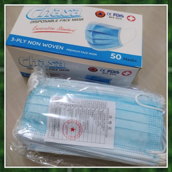 Masker 3ply isi 50 Pcs Earloop Chasa Kemenkes Dapat Box