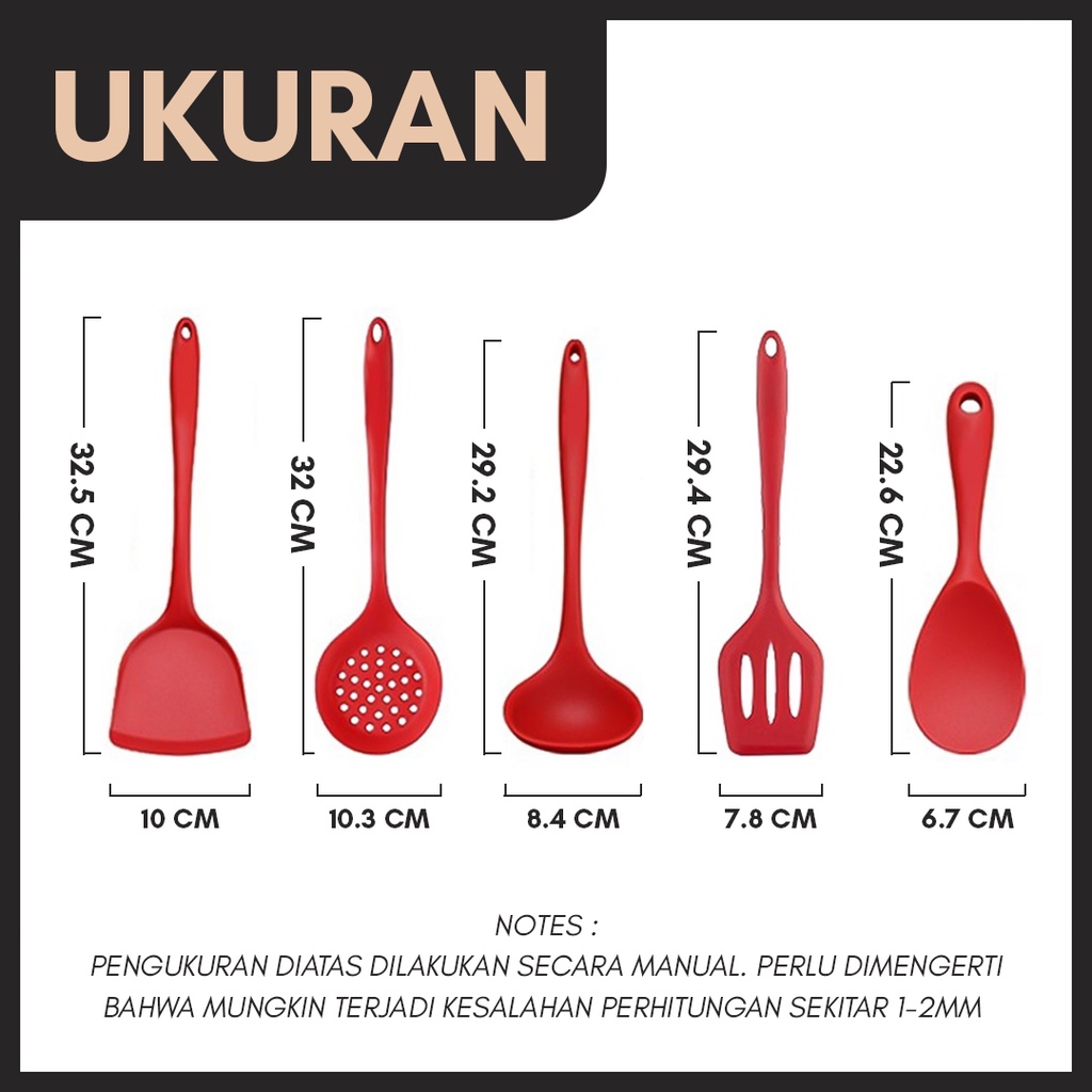 ALAT MASAK SILIKON FOOD GRADE | SET MASAK SPATULA DAN SUTIL SILIKON