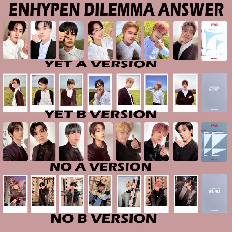 Enhypen Dilemma Answer Photocard Kpop