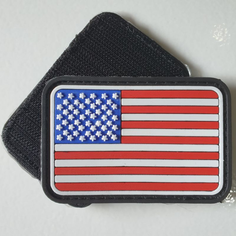 PATCH RUBBER LOGO BENDERA U.S.A AMERIKA/TEMPELAN EMBLEM KARET VELCRO