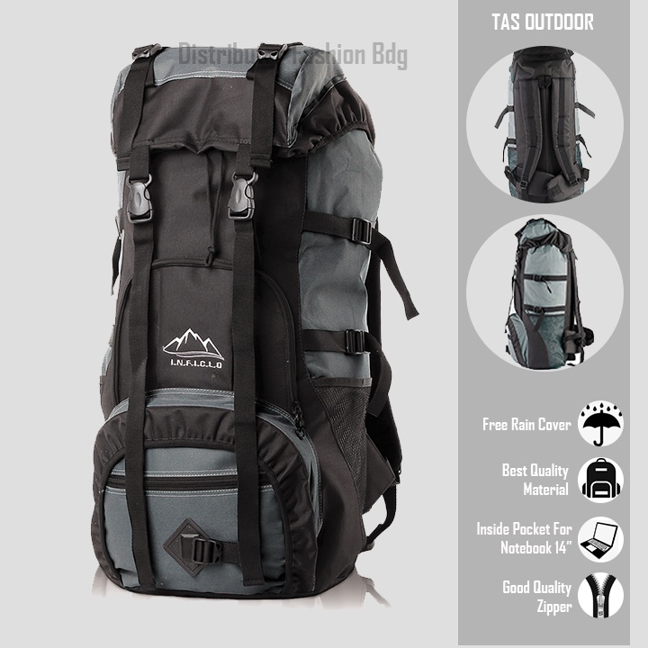 Justrue Ransel Gunung Pria Wanita 60 Liter Abu 014